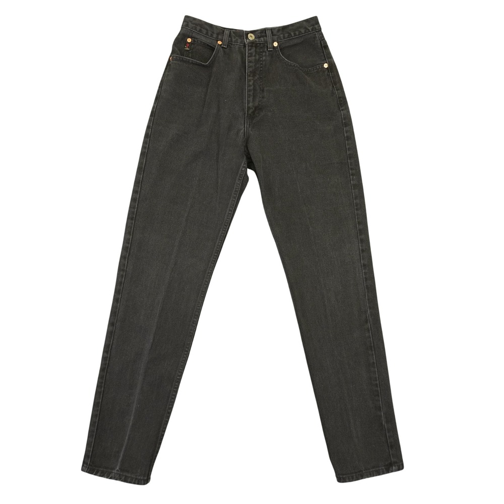 Vintage 90s Guess Jeans Black Denim Women 30 (27x32) High Rise Tapered Leg USA